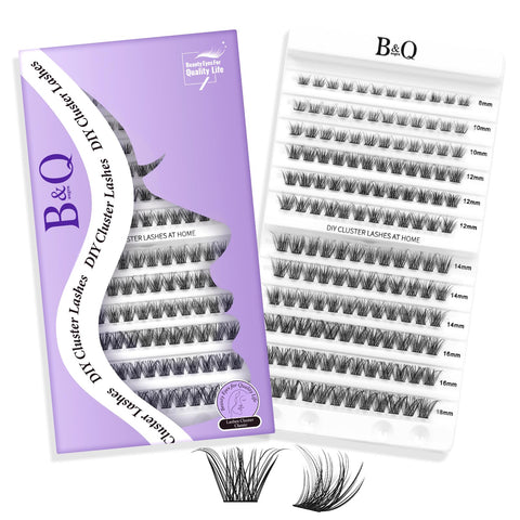 Lash Clusters 144PCS Volume Individual Lashes 8-18mm B&Q Eyelash Clusters Diy Cluster Eyelash Extensions Wispy Cluster Lashes Beginner Eyelash Extension Long Lasting Lashes Wispy(DTFD-Classic)