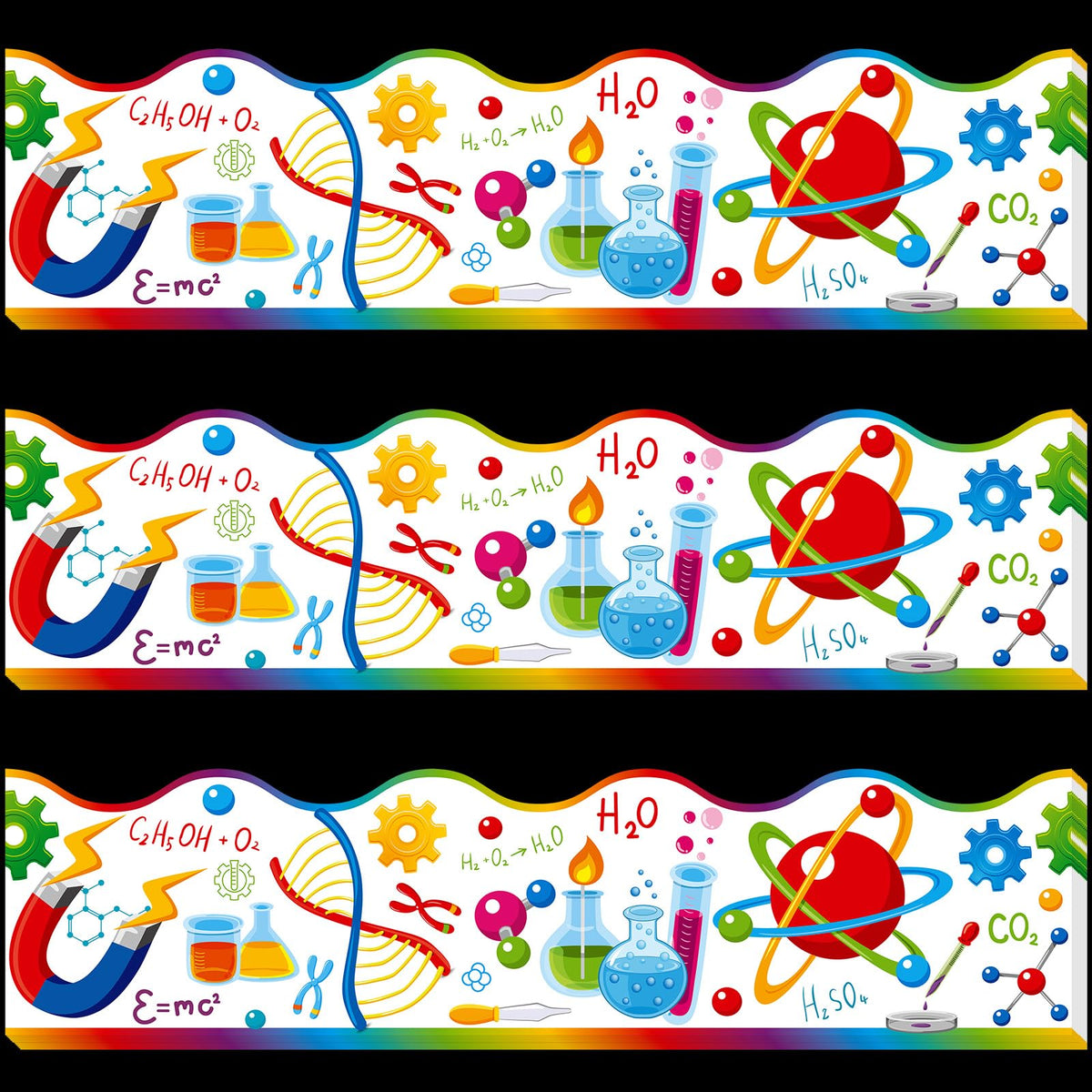 Pajean 72 Feet Science Bulletin Board Borders Science Classroom Decorations Scalloped Scientific Lab Bulletin Board Trims for Back to School Home Office Door Window Wall Party Decor Supplies