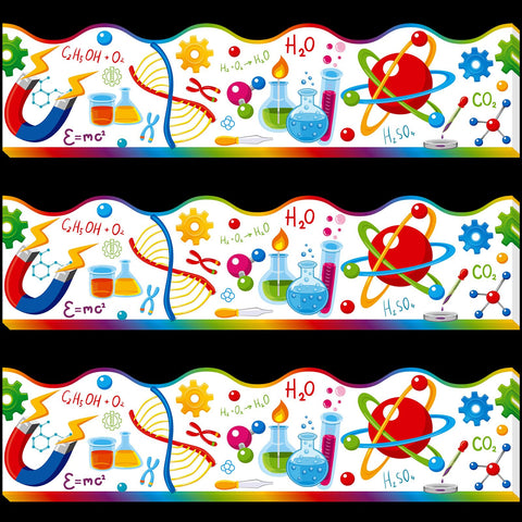 Pajean 72 Feet Science Bulletin Board Borders Science Classroom Decorations Scalloped Scientific Lab Bulletin Board Trims for Back to School Home Office Door Window Wall Party Decor Supplies