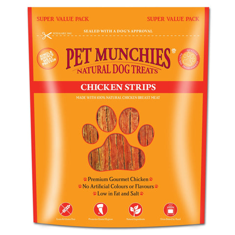 Pet Munchies Chicken Strips Dog Treats, Value Pack Dog Chews with Natural Real Meat, Low in Fat and High in Protein 320g (Pack of 3)
