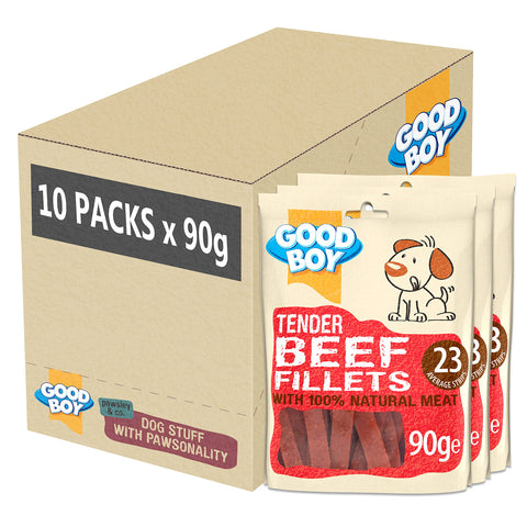Good Boy - Tender Beef Fillets - Dog Treats - Made with 100% Natural Beef - 90 g ? - No Artificial Flavouring - Case of 10