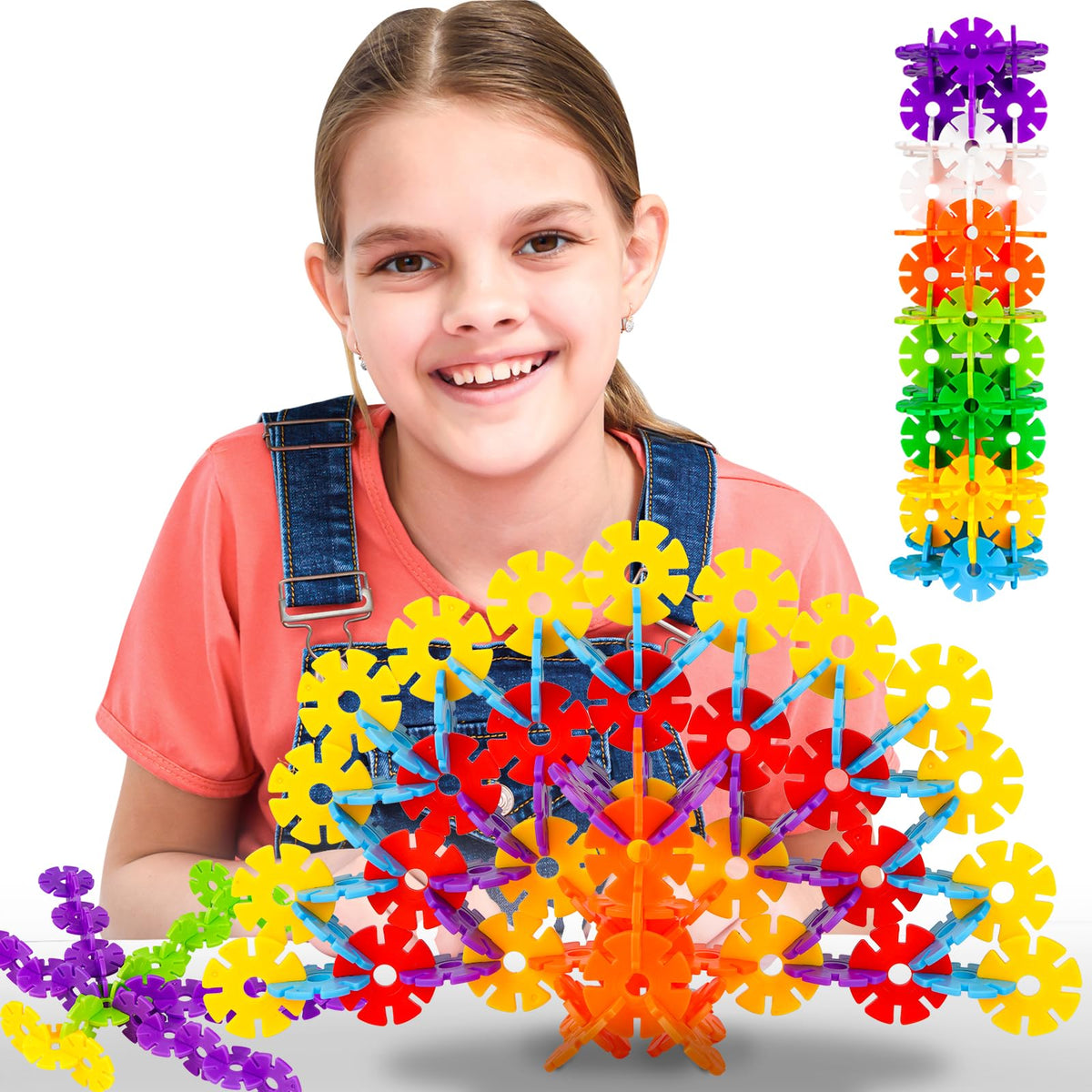 RLRY 300 pcs Building Blocks Set, Interlocking Plastic Disc Toy for Creative Building, Educational STEM Learning, Construction Block Play for Kids, Teens, Adults, Boys, and Girls, Ages 3+