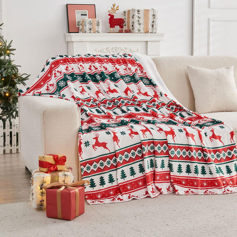 Gogreen Cozy Blanket Printed Blanket Twin Christmas Deer Blanket - 300 GSM Fleece Blanket Twin Size Blanket for Home Decoration, Ultra Soft Blanket Microfiber Twin Blanket (Twin - 60" x 80")
