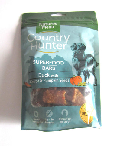 Paradise Pets SUPERFOOD DOG TREAT BAR WITH DUCK CARROT & PUMPKIN SEEDS BY COUNTRY HUNTER NATURES MENU