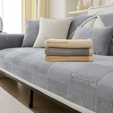 Sofa Covers 1/2/3/4 Seater Corner Sofa Covers L Shape Velvet Thick Sofa Protector Non-Slip Sofa Slipcovers for Both Left/Right Chaise Sectional Couch (Gray,70x180cm/Rectangular)