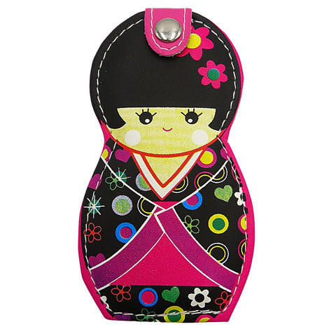 Japanese Pink Kokeshi Doll Shaped Travel Manicure Kit, 4 1/2 Inch