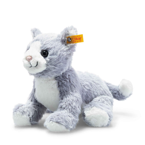 Steiff Cassie Cat, Premium Cat Stuffed Animal, Cat Toys, Stuffed Cat, Cat Plush, Cute Plushies, Plushy Toy for Girls Boys and Kids, Soft Cuddly Friends (Ice Blue, 10")