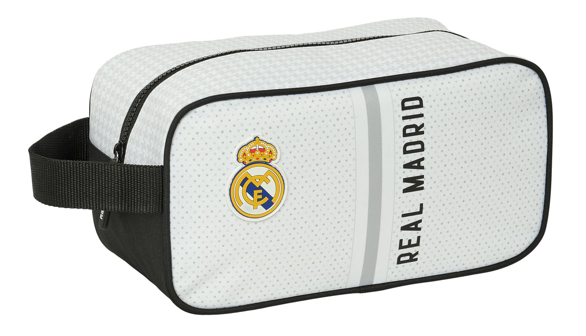 Safta Real Madrid 1st Team 24/25 - Medium Shoe Rack, Multi-Purpose, Pencil Case, Sport, Extracurricular Football, Comfortable and Versatile, 29 x 14 x 15 cm, White/Grey, White/Grey, Estándar, Casual