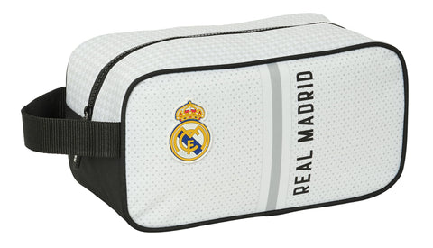Safta Real Madrid 1st Team 24/25 - Medium Shoe Rack, Multi-Purpose, Pencil Case, Sport, Extracurricular Football, Comfortable and Versatile, 29 x 14 x 15 cm, White/Grey, White/Grey, Estándar, Casual