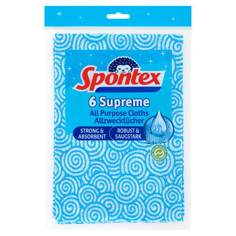 Spontex Supreme All Purpose Cloths, Pack of 6