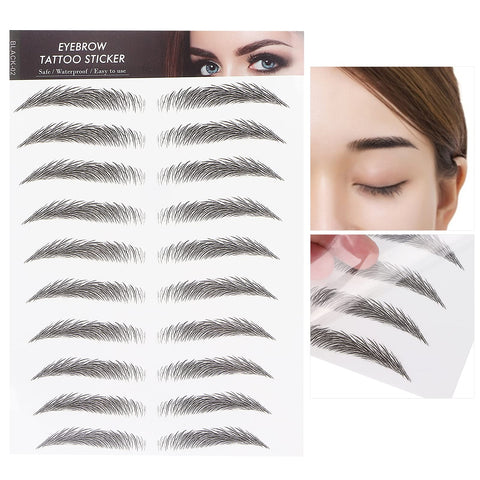 6D Eyebrow Tattoo Sticker Professional Waterproof Eyebrow Transfer Sticker Eyebrow Makeup Tool for Women and Girls (Black)(BLACK-02)