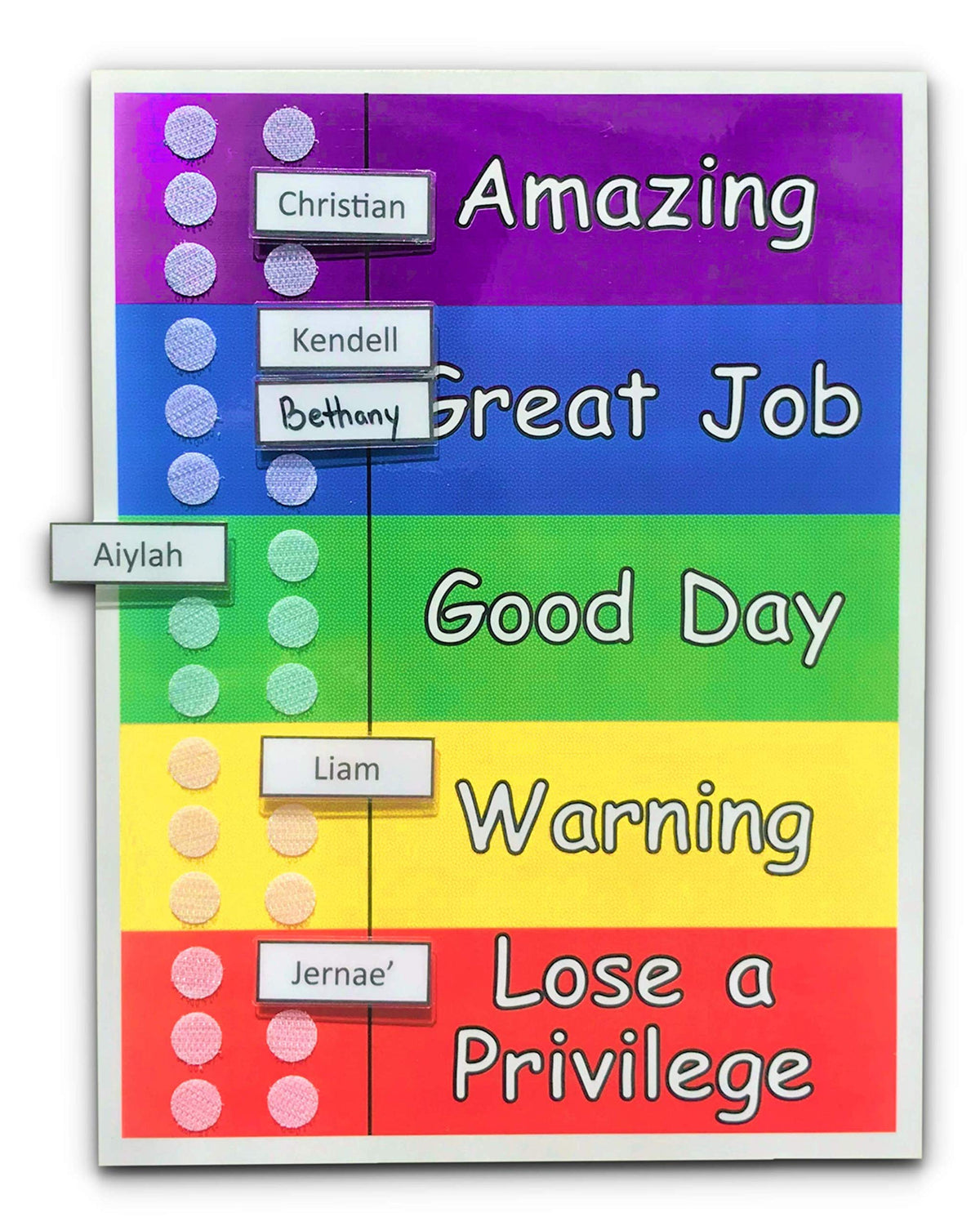 Behavior Clip Chart for Multiple Kids. Comes with 1, 2, 3, 4, 5, or 6 Custom Movable Name Pieces. Velcoin Already Attached