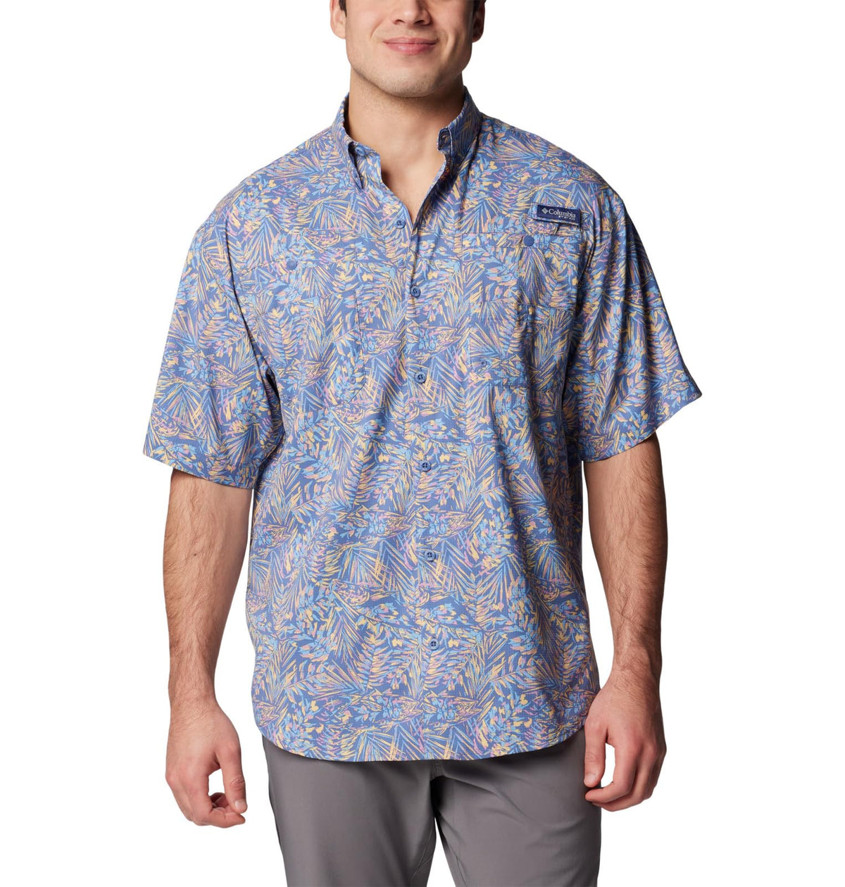 Columbia Men's Super Tamiami Short Sleeve Shirt, Bluebell Tunado, X-Small