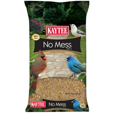 Kaytee Wild Bird No Mess Food Seed Blend For Blue Jays, Woodpeckers, Juncos, Cardinals, Grosbeaks, Sparrows, and Finches, 10 Pound