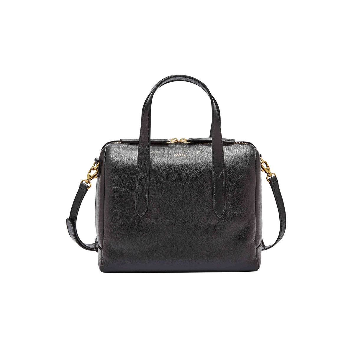 Fossil Women's Sydney Leather Satchel Purse Handbag, Black