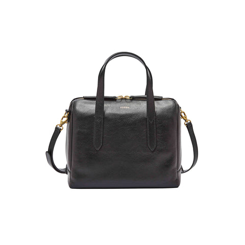Fossil Women's Sydney Leather Satchel Purse Handbag, Black