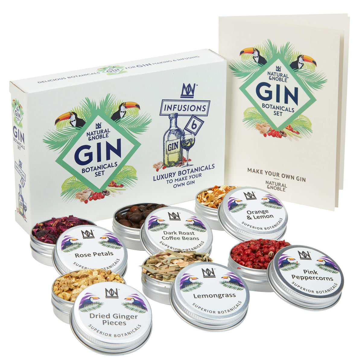 Gin Botanicals and Infusions Kit. Set of 6 Finest Botanicals and Spices for Gin