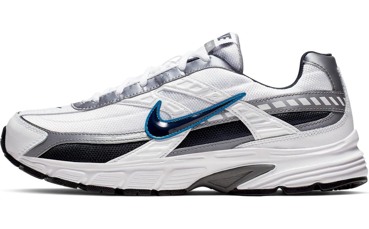 NIKE Men's Initiator Running Shoe, White/Obsidian/Metallic Cool Grey, 7.5 D(M) US