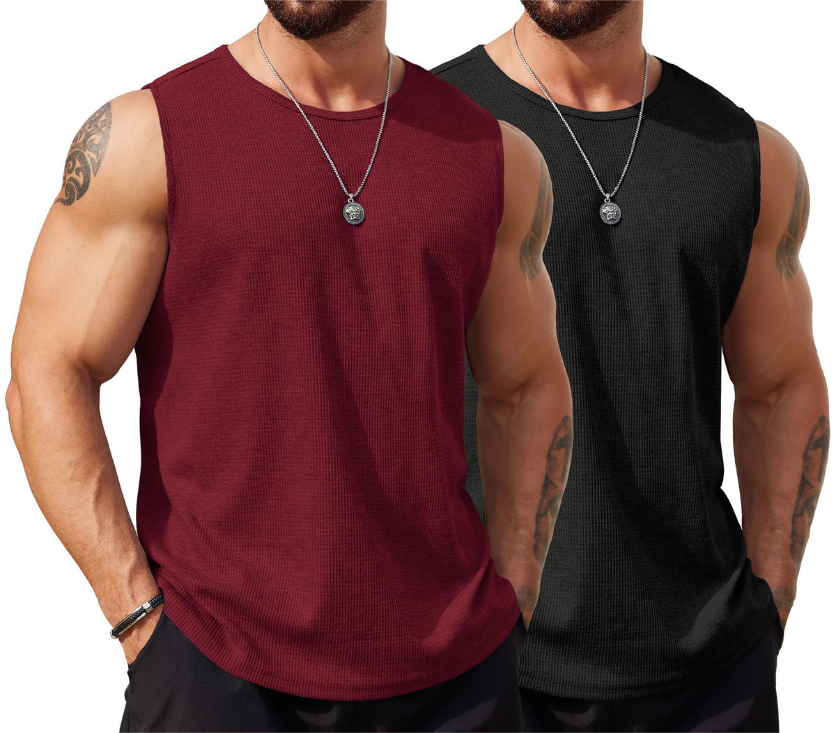 COOFANDY Men Summer Beach Tank Tops Sleeveless Casual Crew Neck T Shirt