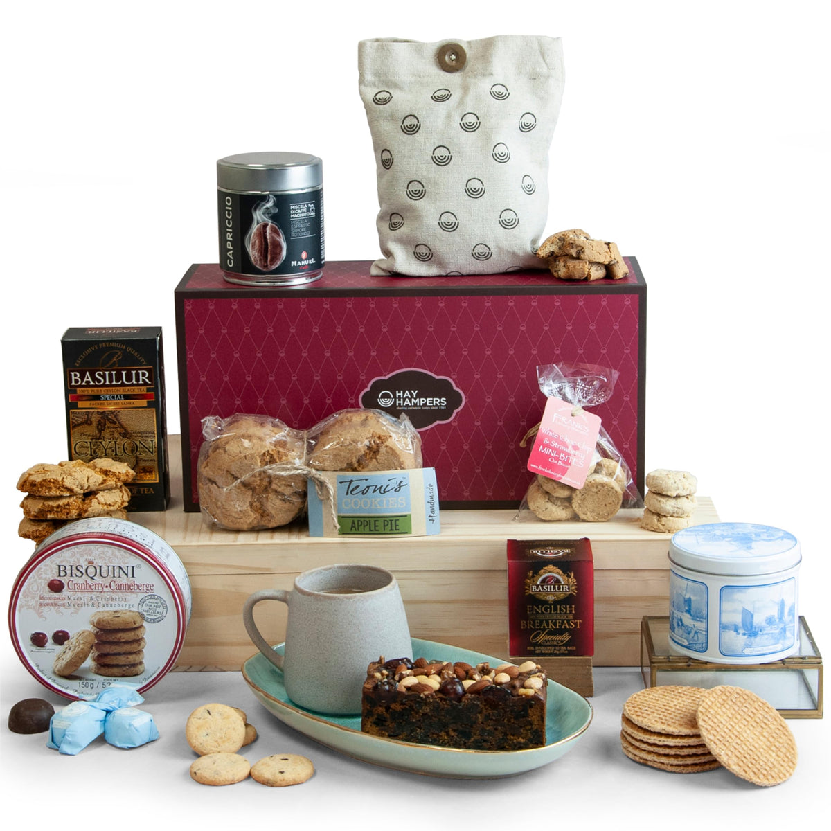 Afternoon Tea Hamper - Coffee, Tea and Biscuit Gift Set, Sweet Hamper - Birthday Hamper for Women, Gift Hamper for Men, Anniversary Hamper for Couples