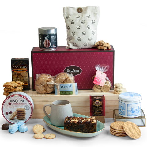Afternoon Tea Hamper - Coffee, Tea and Biscuit Gift Set, Sweet Hamper - Birthday Hamper for Women, Gift Hamper for Men, Anniversary Hamper for Couples