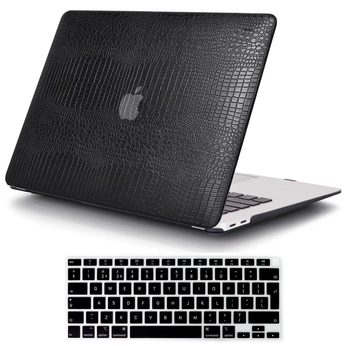MOKASE Compatible with MacBook Air 13 inch Case 2021 2020 M1 A2337 A2179 A1932 with Touch ID, Hard Shell Leather Case & Keyboard Cover for New Air 13 inch with Touch ID 2018-2021, Black Leather