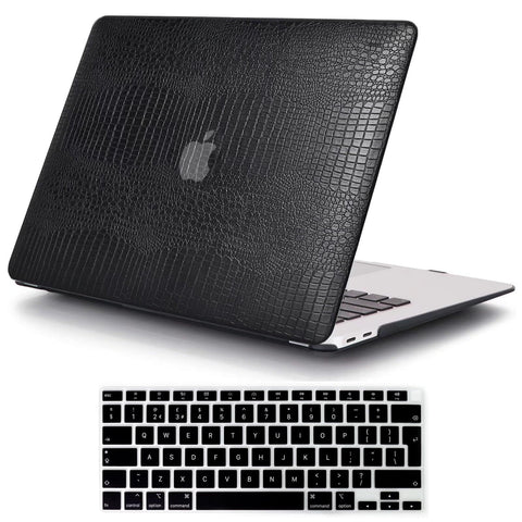 MOKASE Compatible with MacBook Air 13 inch Case 2021 2020 M1 A2337 A2179 A1932 with Touch ID, Hard Shell Leather Case & Keyboard Cover for New Air 13 inch with Touch ID 2018-2021, Black Leather