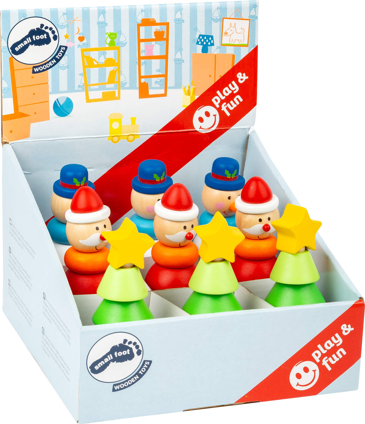 Small Foot 11466 Christmas Stacking Display Made of Wood, a Set of 9 Figurines, Height of Each 12.5 cm Toys, Multicolored