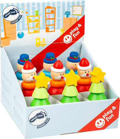 Small Foot 11466 Christmas Stacking Display Made of Wood, a Set of 9 Figurines, Height of Each 12.5 cm Toys, Multicolored