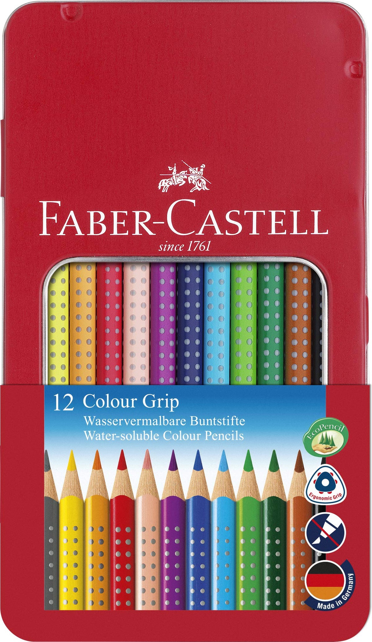 Faber-Castell Tin of 12 Colour GRIP 2001 pencils