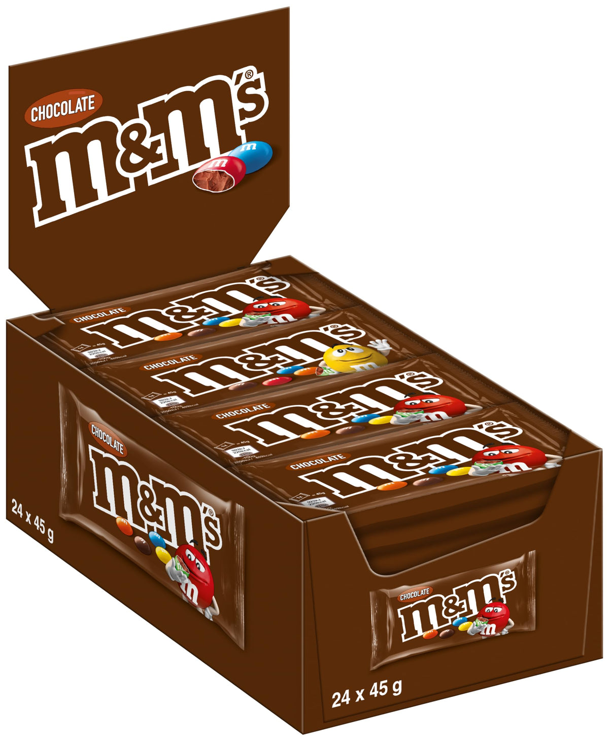 M&M'S Milk Chocolate Bulk Box, Chocolate Gifts & Movie Night Snacks, 24 Packs of 45 g