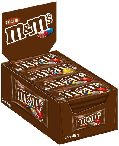 M&M'S Milk Chocolate Bulk Box, Chocolate Gifts & Movie Night Snacks, 24 Packs of 45 g