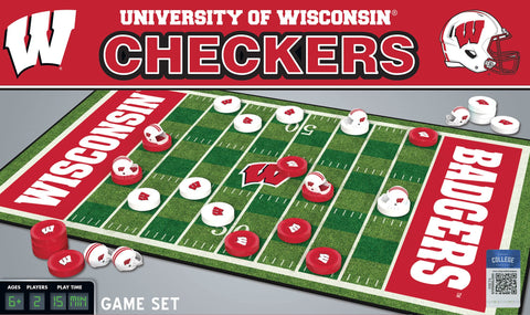 MasterPieces Family Game - NCAA Wisconsin Badgers Checkers - Officially Licensed Board Game for Kids & Adults