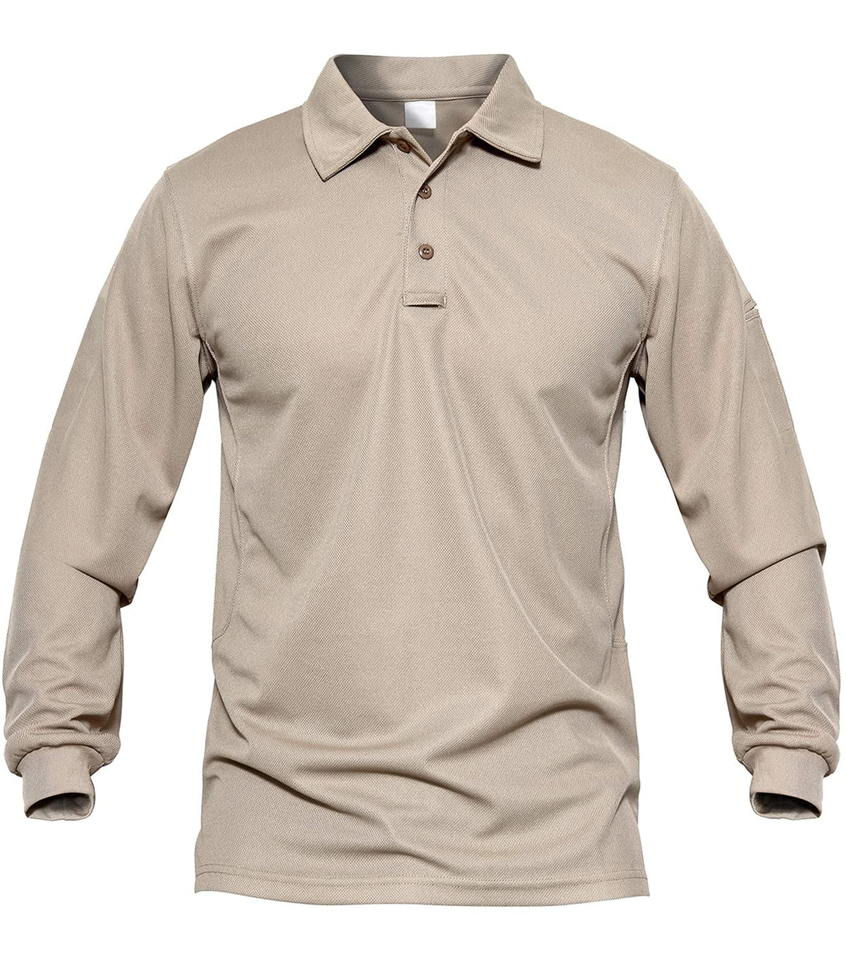 MAGCOMSEN Long Sleeve Moisture Wicking Athletic Shirts Man Casual Spring Plain Sports Active Polos Slim fit, UK L(CN XL), Khaki