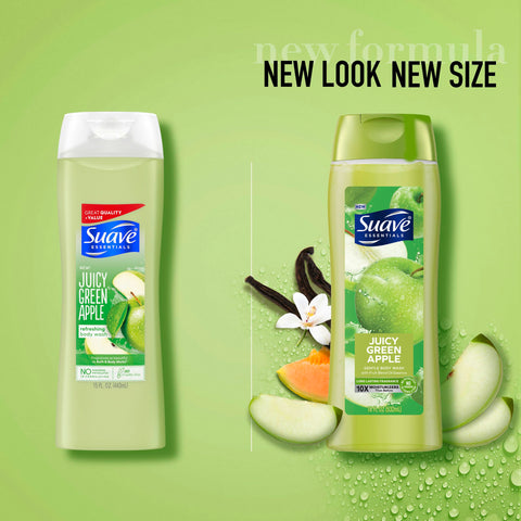 Suave Moisturizing Body Wash, with Juicy Apple and Vitamin E Extract, No Parabens, No Phtahaltes, 18 Oz Pack of 6