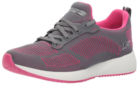 Skechers BOBS Women's Squad-Twinning Fashion Sneaker, Charcoal Pink, 8.5 M US