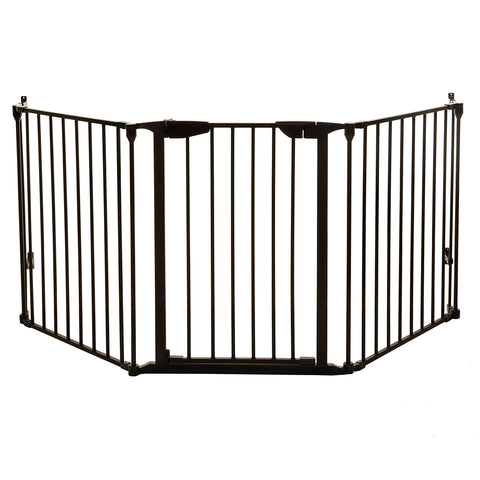Dreambaby Newport 3-Panel Adapta Child Safety Gate - Fits Opening from 85.5-200cm wide. 74cm Tall - with Smart Stay Open Feature- Black -Model G2021BB