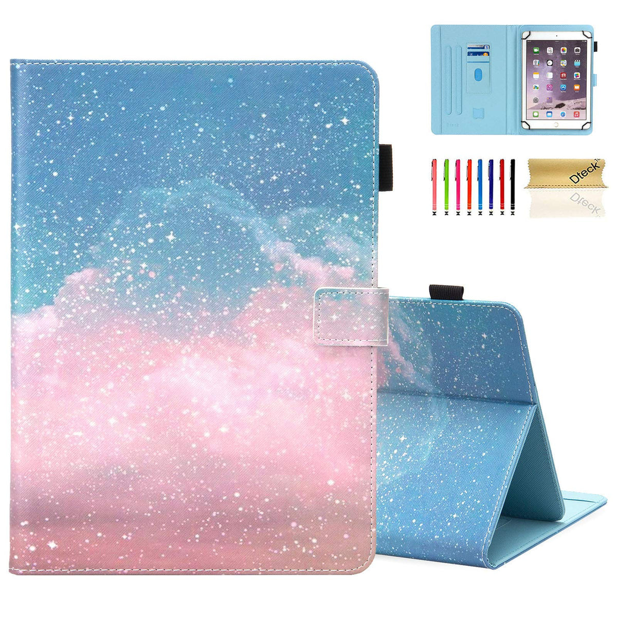 Dteck Universal Case for Most 9.6-10.5 Inch Tablets - Fold Stand Case for 10 10.1 10.4 Inch Android Tablet/Lenovo Tab 10 10.1 10.3 /MAGCH T10 10.1 Inch/Galaxy Tab 10.1 10.3 10.5 Inch (Galaxy Sea)