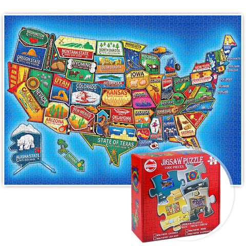 Ynybusi Jigsaw Puzzles, Puzzles for Adults 1000 Pieces - Art Puzzles for Kids Ages 3-5,4-8 Party & Family Games, 27.5''L x 19.75''W (Map)