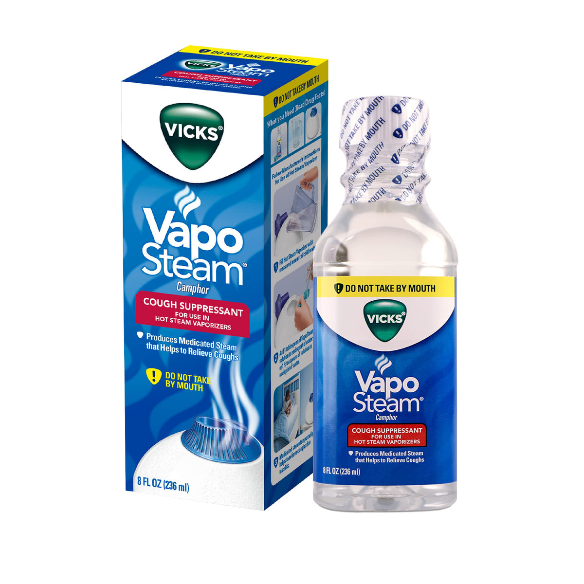 Vicks VapoSteam Medicated Liquid with Camphor, a Cough Suppressant, 8 Oz - VapoSteam Liquid Helps Relieve Coughing, for Use in Vicks Vaporizers and Humidifiers