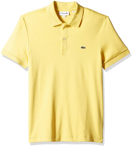 Lacoste Mens Short Sleeve Pima Jersey Interlock Regular Fit Polo, Napolitan Yellow, Small