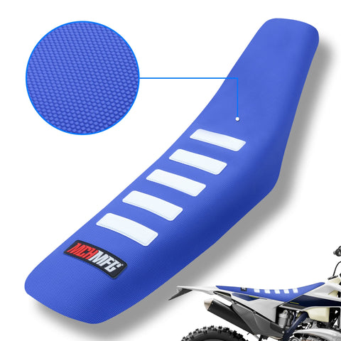 MCHMFG Motorcycle Universal Seat Cover Non-Slip Rubber Striped Gripper Soft Stamp for CRF WR WRF RMZ YZF SXF EXC EXC XC SX CR KLX Dirt Pit Bike Motocross Off Road Motorbike (Blue)