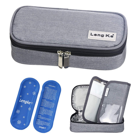 YOUSHARES Insulin Case - Insulin Cooler Travel Case for Diabetic Insulin Pen and Vials Storage with 2 Insulin Cooler Ice Packs (Grey)