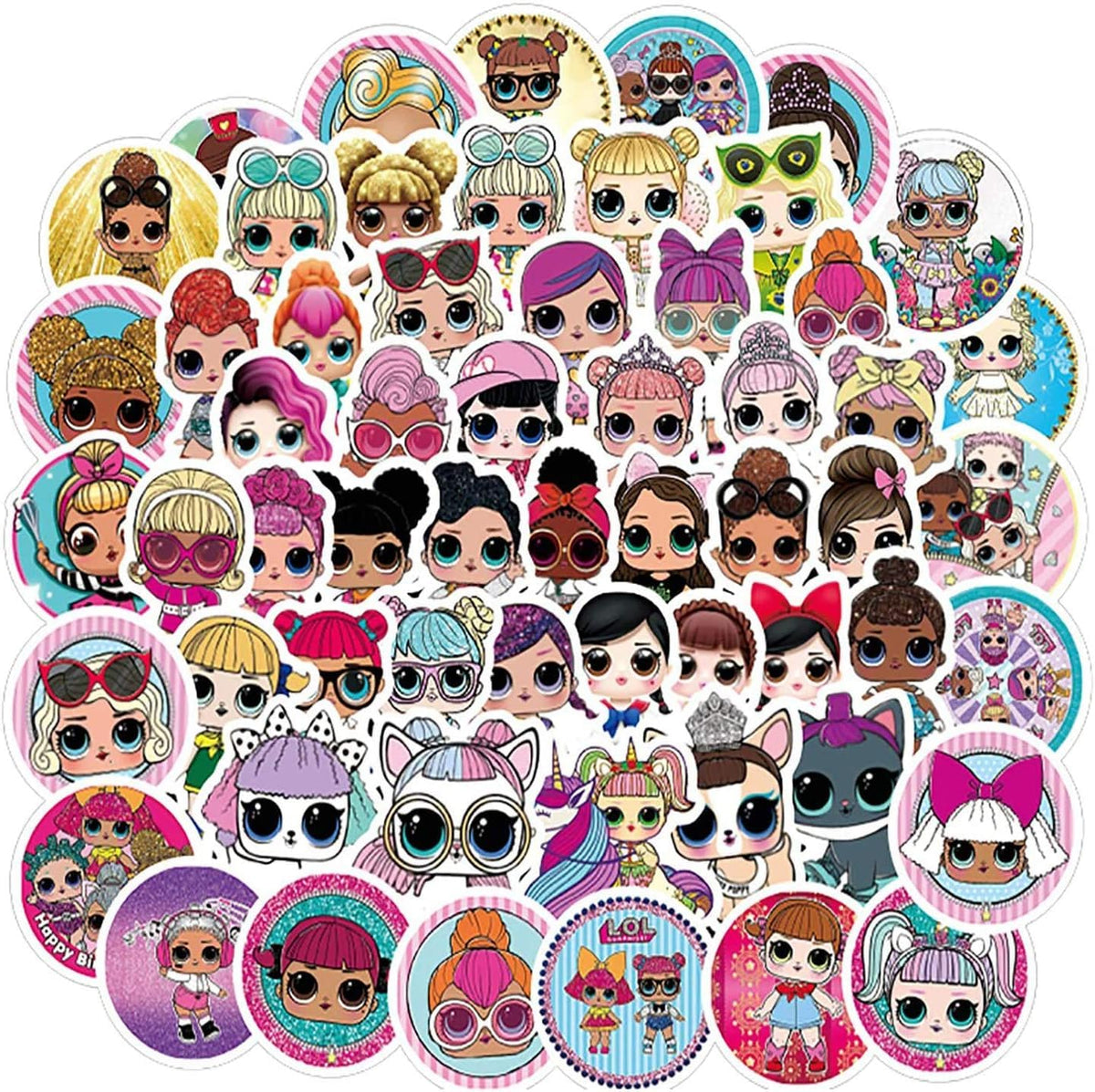 ZiyZiiy 50pcs LOL Stickers, Vinyl Waterproof Stickers, for Laptop, Luggage, Car, Skateboard, Motorcycle, Bicycle Decal Graffiti Patches, Teens,Adults,Boys and Girls Sticker, 2024032800100