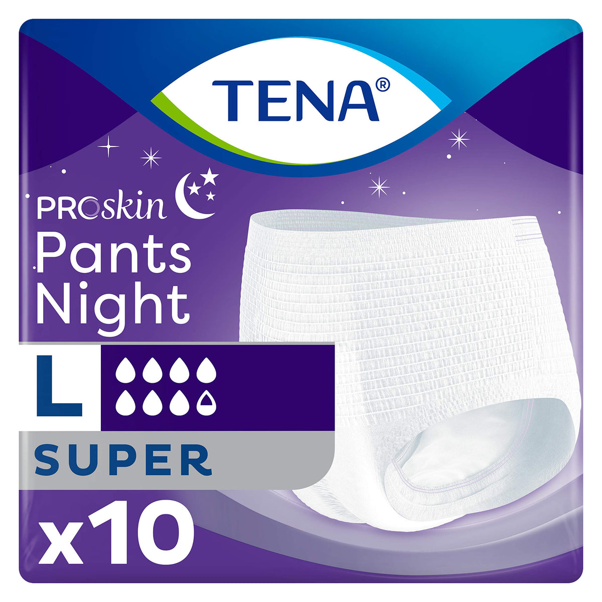 Tena Pants Super Night - Large - Pack of 10