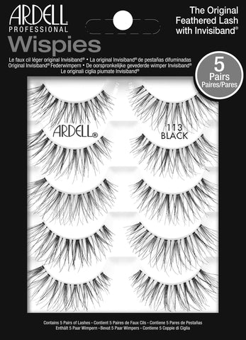 Ardell Wispies 113, Black, 5 Pairs x 1 Pk, Natural Look everyday lashes