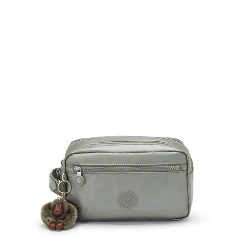 Kipling Women's amalfi Pouch, Moon Grey Metallic, 9 L x 5.5 H 5 D US