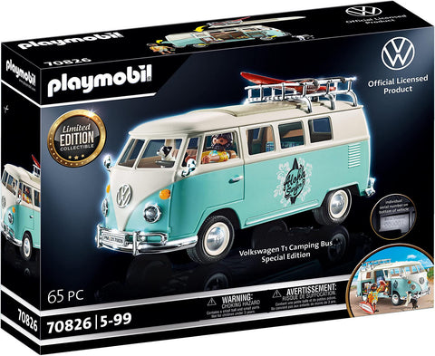 Playmobil 70826 Volkswagen T1 Camping Bus, Light Blue Surfer Van, Special Edition for Fans and Collectors, For Ages 5-99, Fun Imaginative Role-Play, PlaySets Suitable for Children Ages 4+