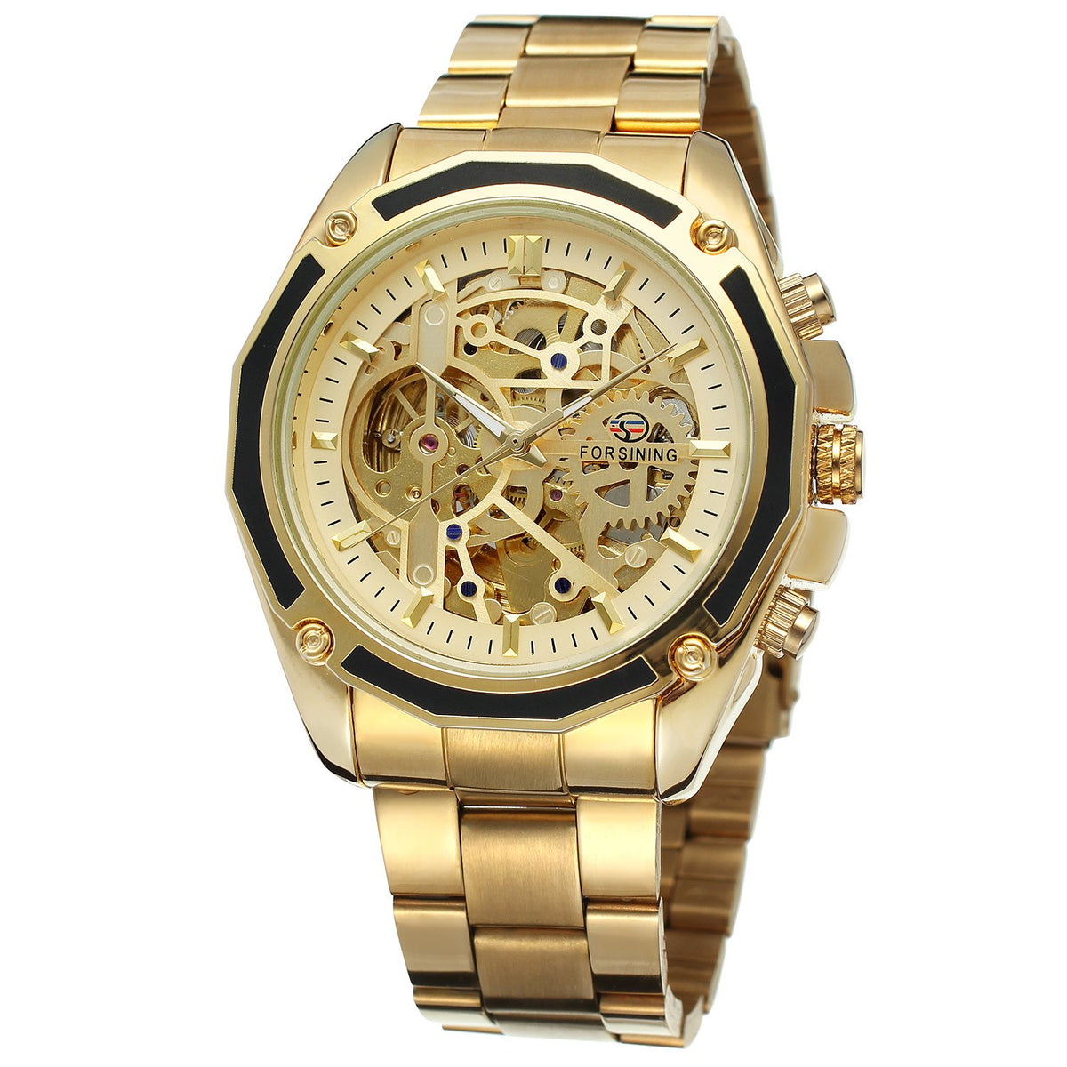 FORSINING Men's Self-winding Analogue Skeleton Watch with Stainless Steel Bracelet