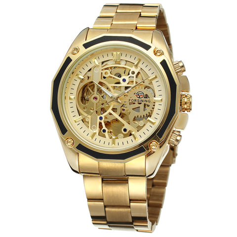 FORSINING Men's Self-winding Analogue Skeleton Watch with Stainless Steel Bracelet